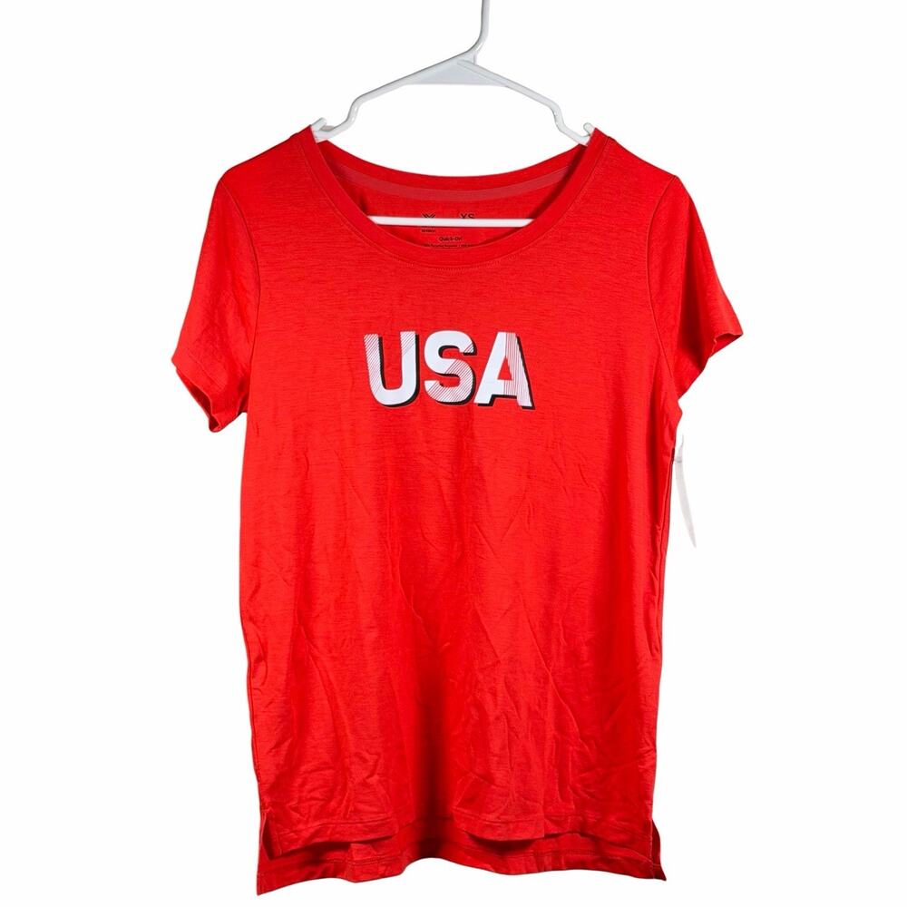 Xersion Top Women’s XS Red Short Sleeve USA Athletic Activewear Quick-Dri